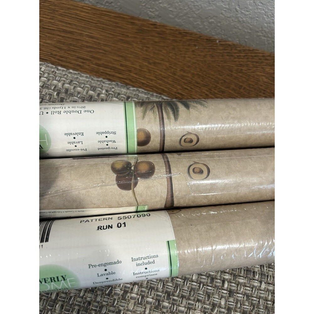 Waverly Home Classics Wallpaper 3 Double Rolls Beige Palm Trees 5507090